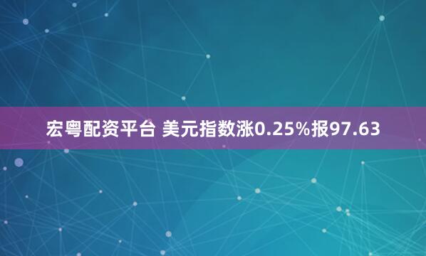 宏粤配资平台 美元指数涨0.25%报97.63